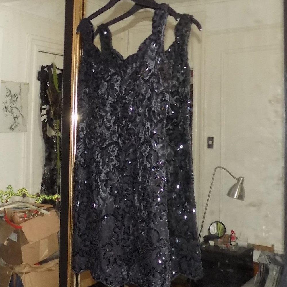 Glitter Sequin-Cocktail-Dress in black, short – S